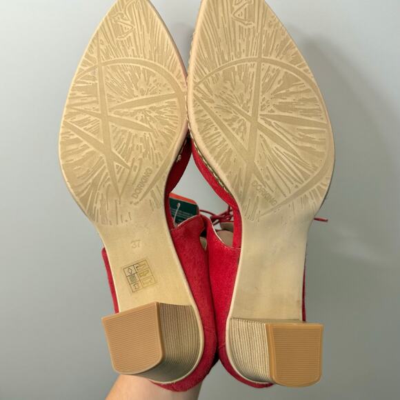 Dorking by Fluchos Red Suede Shoes Pumps Lace-Up Pointed Toe Size 37 US 7 NWT - Picture 11 of 12